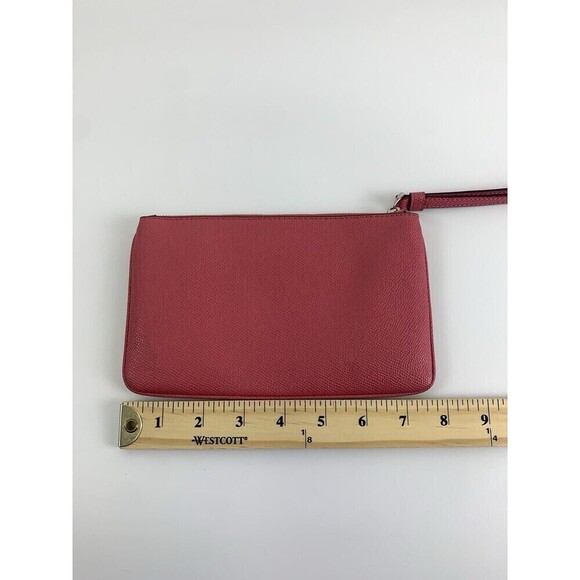 Coach Large Wristlet Crossgrain Leather F57465 Melon Pink Zip Credit Card Slot - Picture 7 of 11